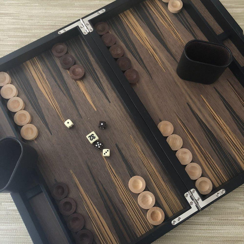 Vinyl Monogrammed Ebony Backgammon Set