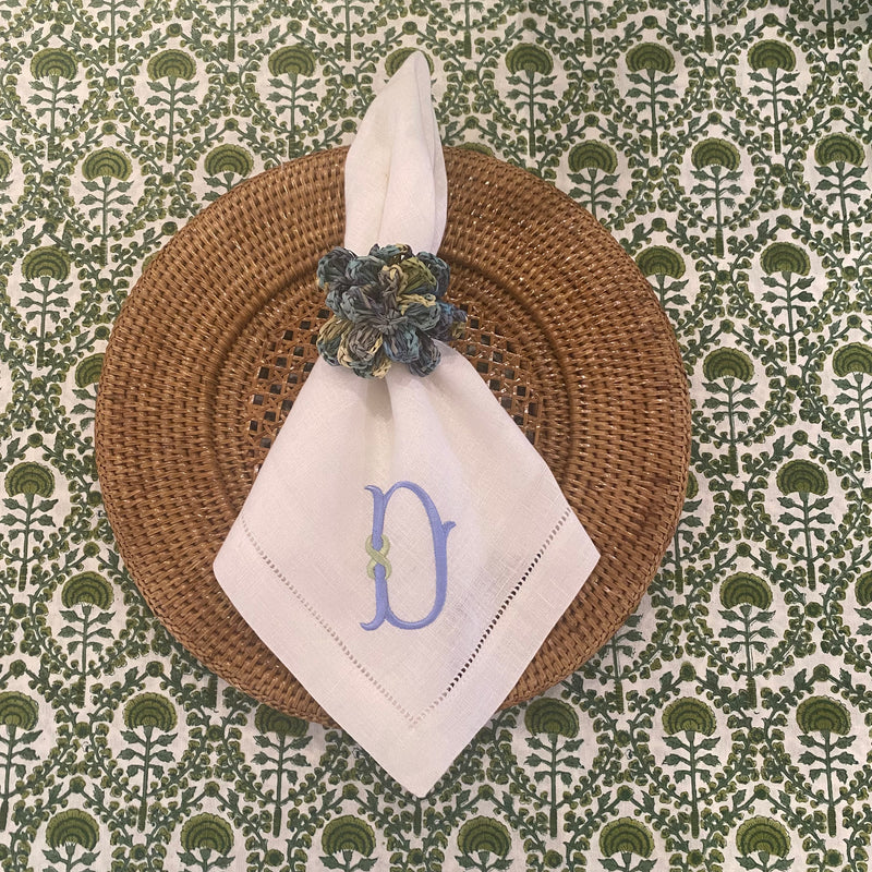 Blue & Lime Flower Napkin Rings