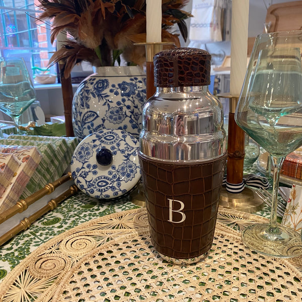 Leather Cocktail Shaker - Brown - Graphic Image