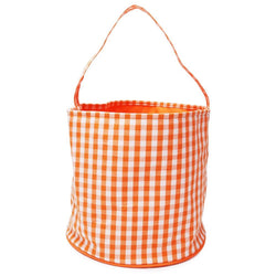 Gingham Trick or Treat Halloween Buckets - Orange