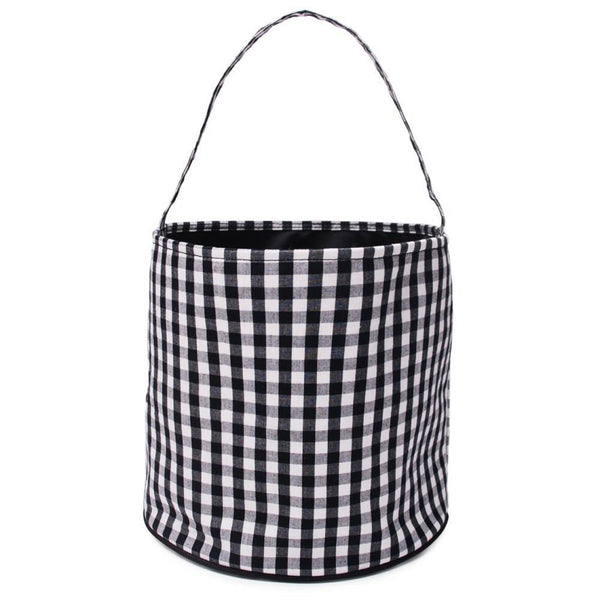 Gingham Trick or Treat Halloween Buckets - Black