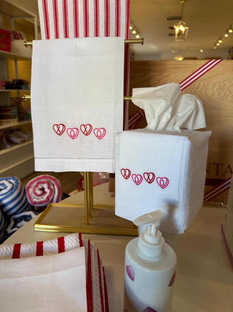 xoxo guest towel hearts linen