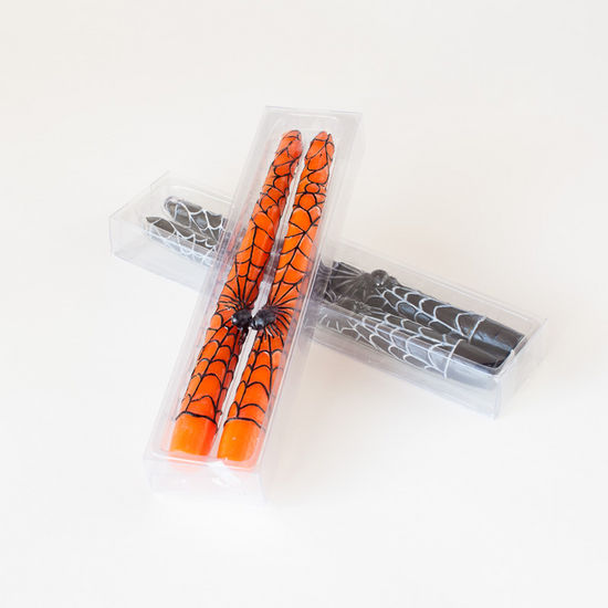 Spider Taper Candles - Orange & Black