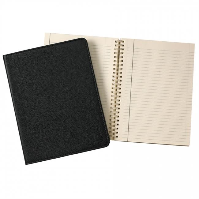 9-inch Wire-O Notebook, Black Goatskin Leather