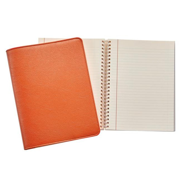 9-inch Wire-O Notebook, Orange Goatskin Leather