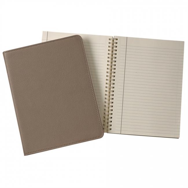 9-inch Wire-O Notebook, Taupe Goatskin Leather