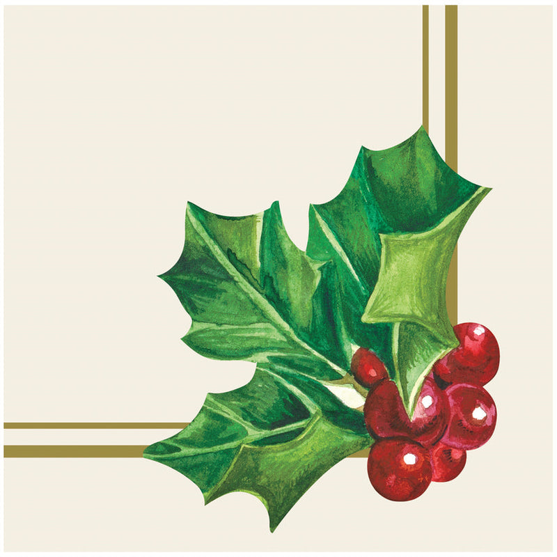 Hester and Cook Holly Paper Cocktail Napkins