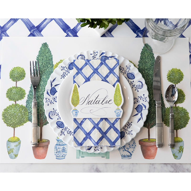 Hester & Cook Blue Lattice Paper Guest Towels