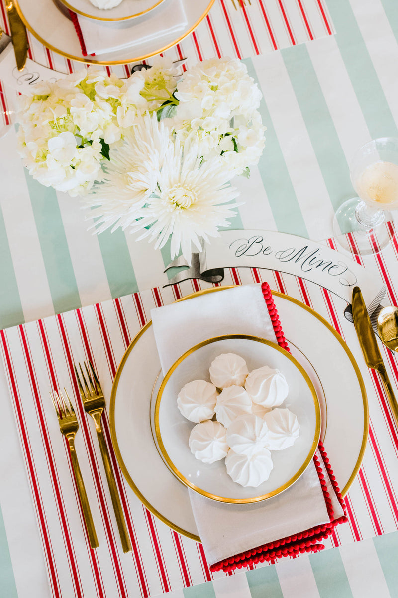 Hester & Cook Red Ribbon Stripe Paper Placemats