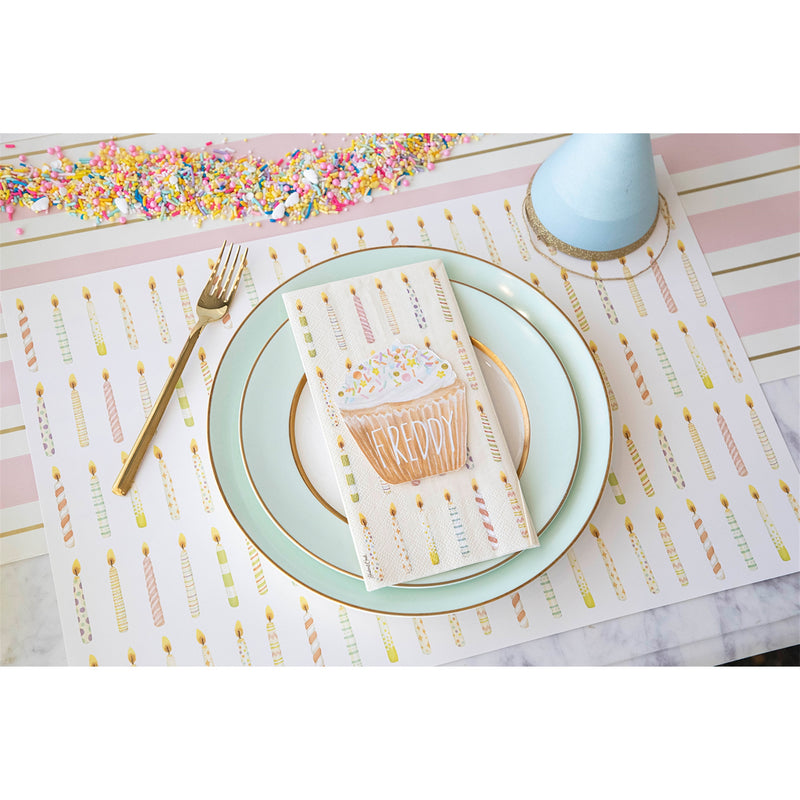 Hester & Cook Pink & Gold Stripe Paper Table Runner