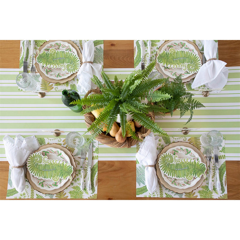 Hester & Cook Green Stripe Paper Table Runner