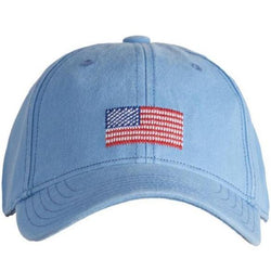 Kids Needlepoint Baseball Hat - American Flag - Blue