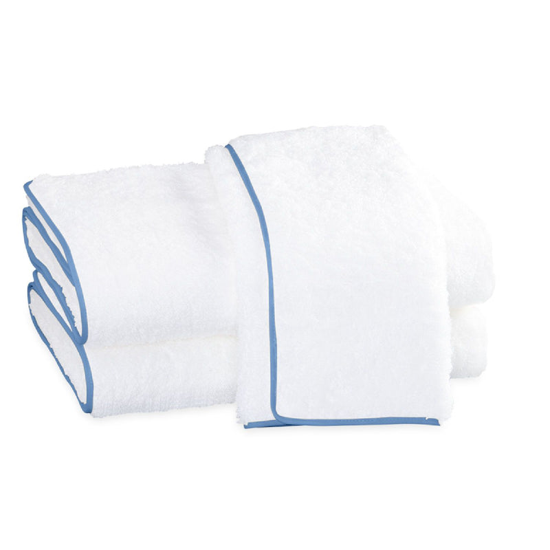 Monogrammed Matouk Cairo Towel With Straight Piping - Azure