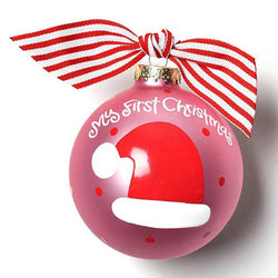 My First Christmas Hat Pink Ornament - Personalize