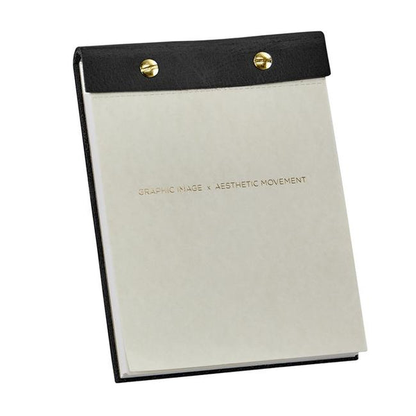 Desk Notepad with leather cover - black