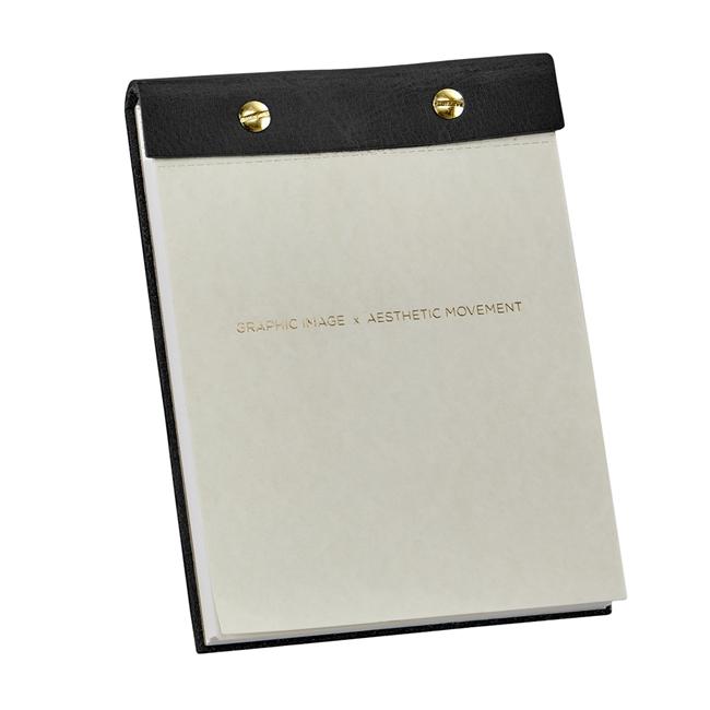 Desk Notepad with leather cover - black