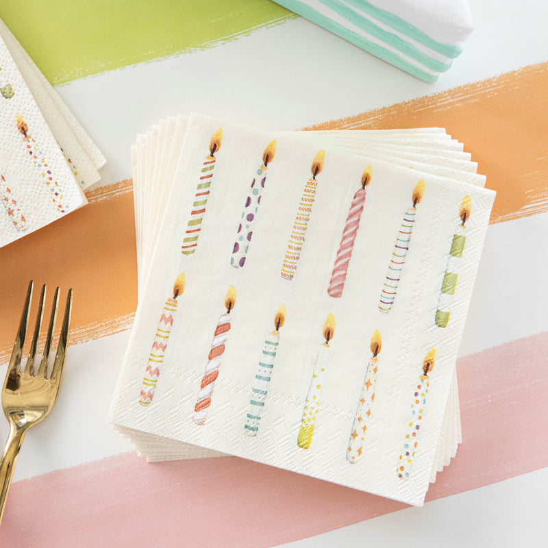 Hester & Cook Birthday Candles Paper Cocktail Napkins
