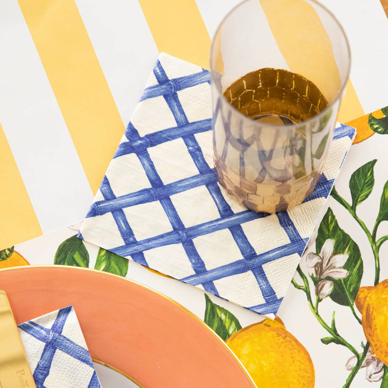 Hester & Cook Blue Lattice Paper Cocktail Napkins