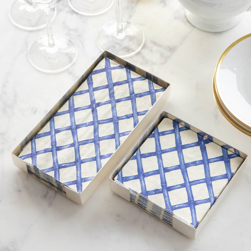 Hester & Cook Blue Lattice Paper Cocktail Napkins