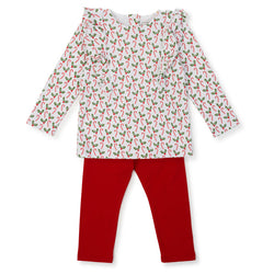 Lila Hayes Candy Canes & Holly Legging Set - Olive Legging Set