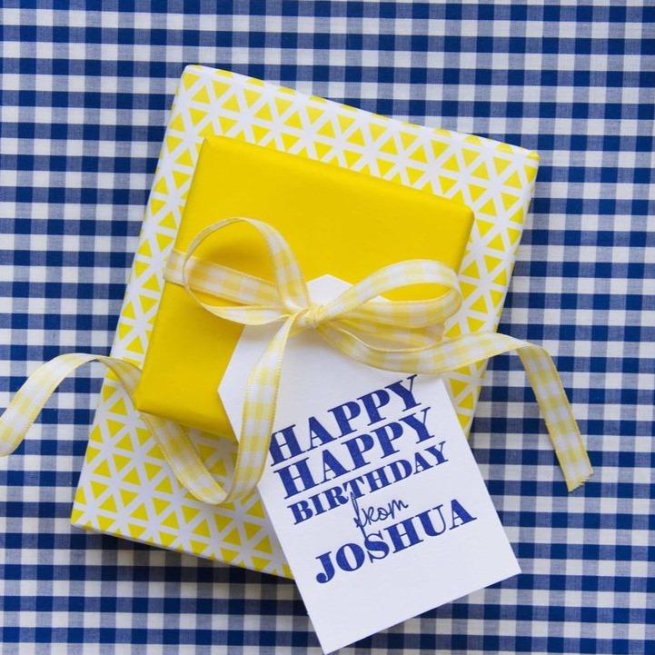 Happy Happy Birthday Letterpress Gift Tags - Personalized