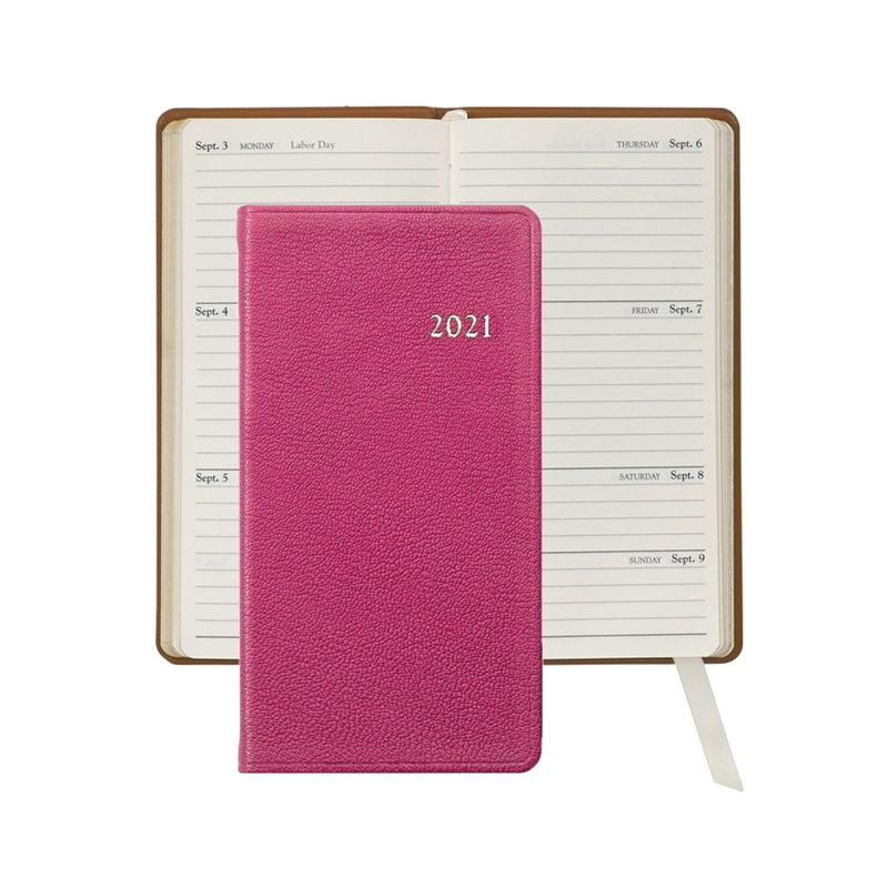 6-inch Pocket Datebook - Pink Goatskin Leather
