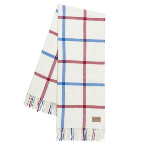Plaid Throw Blanket - Monogram or Personalize - Red and Marina Tattersall Plaid