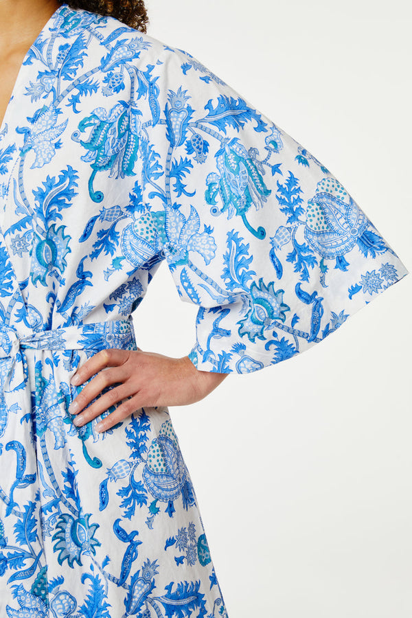 Roller Rabbit Blue Amanda Kimono Bathrobe