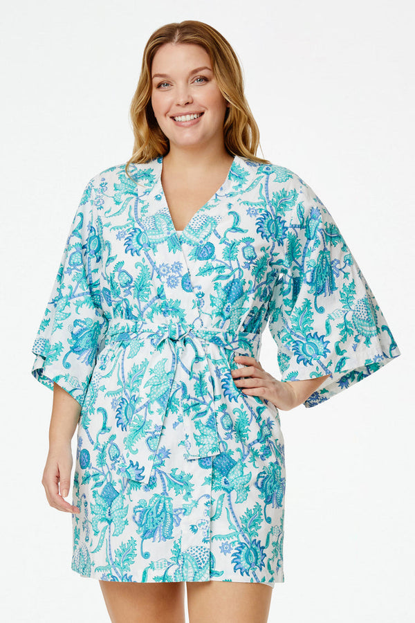 Roller Rabbit Turquoise Amanda Bathrobe