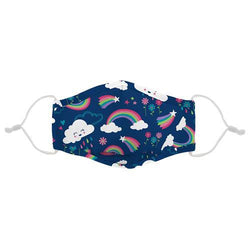 Adjustable Child's Printed Face Mask - Rainbows and Clouds - Can be Personalized