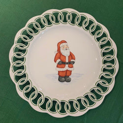 Round Santa Platter, hand painted