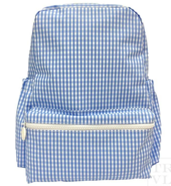 Coated Backpack Light Blue Gingham