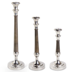 Silver & Wood Candlestick
