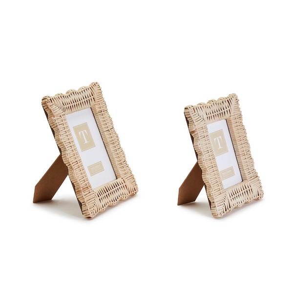 Scalloped Rattan Picture Frame - Wicker Weave Photo Frame - Two's Company