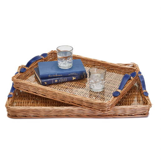 Wicker & Acrylic Tray with Handles