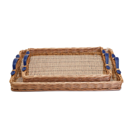 Wicker & Acrylic Tray with Handles