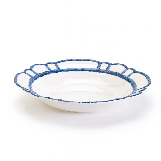 Shallow Navy Bamboo Melamine Serving Bowl