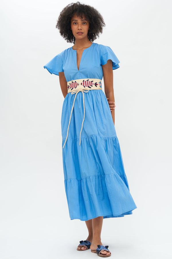 Oliphant Blue V Neck Maxi Dress