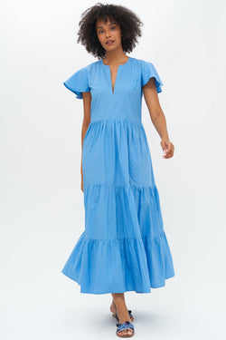 Oliphant Blue V Neck Maxi Dress