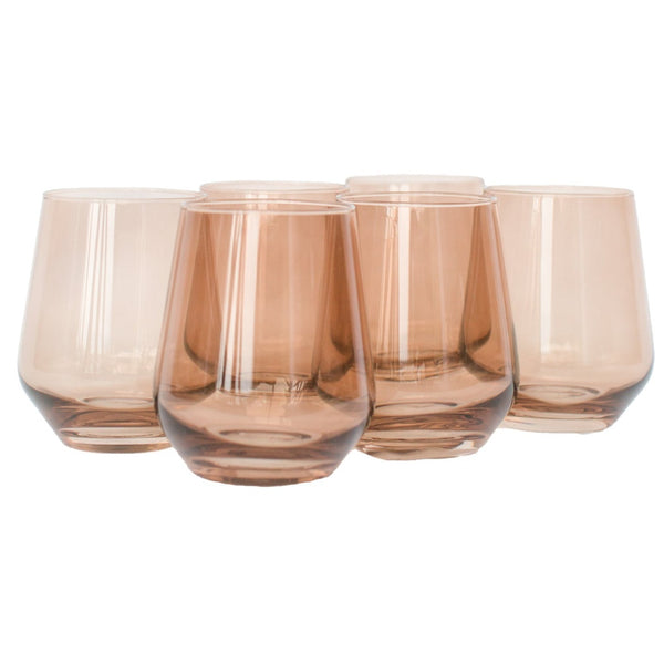 Estelle Colored Stemless Wine Glasses Amber Smoke