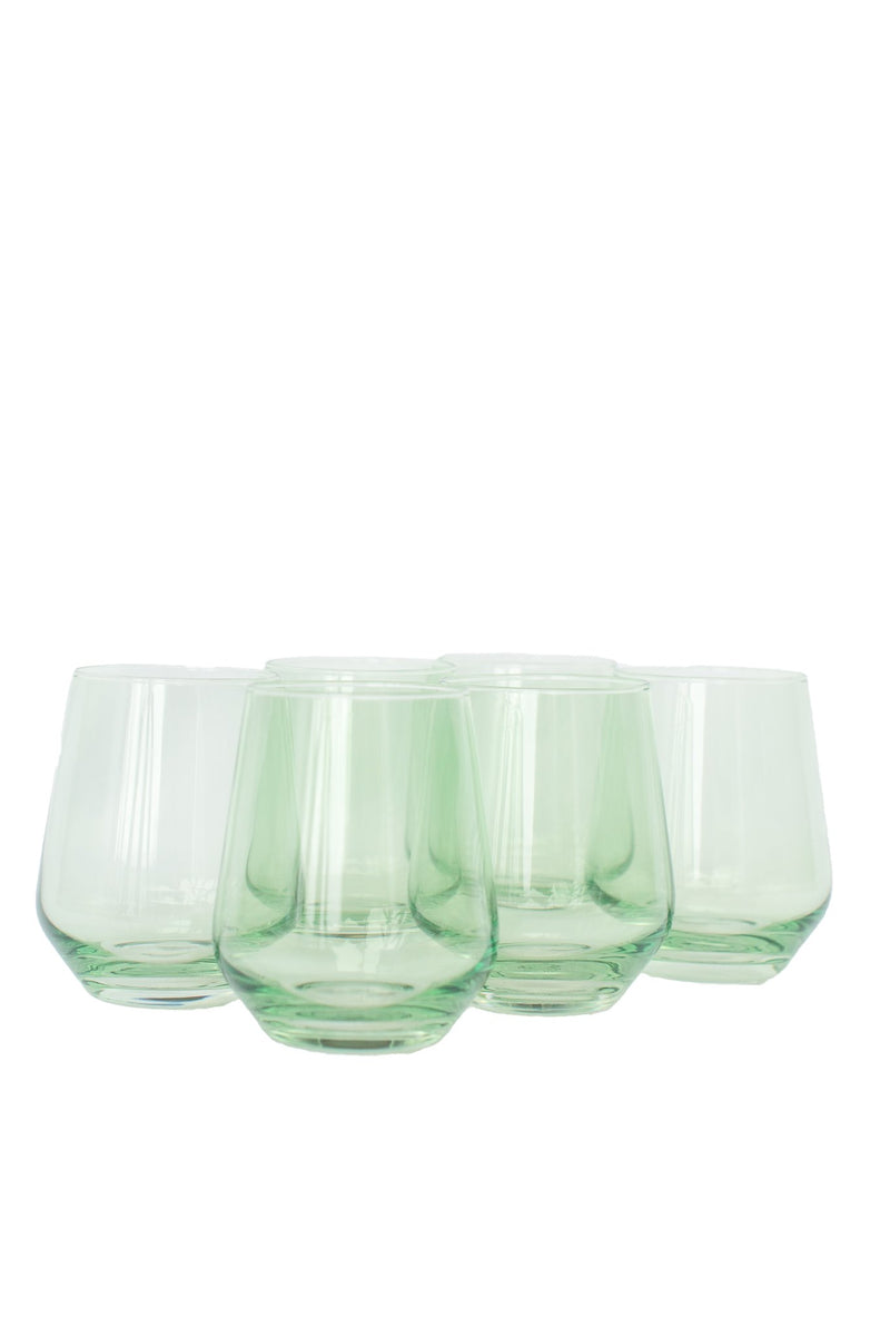 Estelle Colored Stemless Wine Glasses - Mint Green