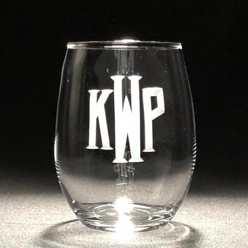 Stemless wine glass - monogrammed