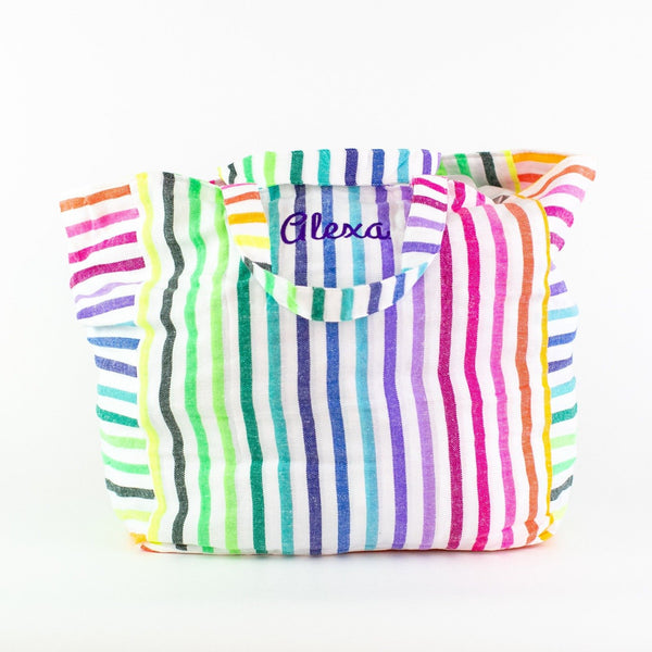 Striped Beach Bag - Monogrammed or Personalized