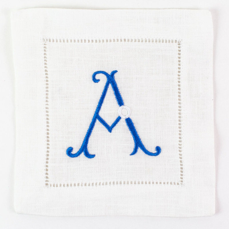 Festival Square Linen Cocktail Napkins - White