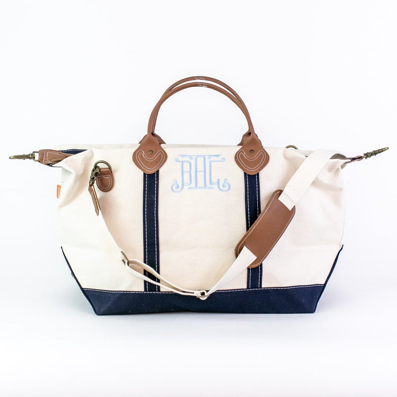 Canvas Weekender Duffel - Navy - Monogrammed