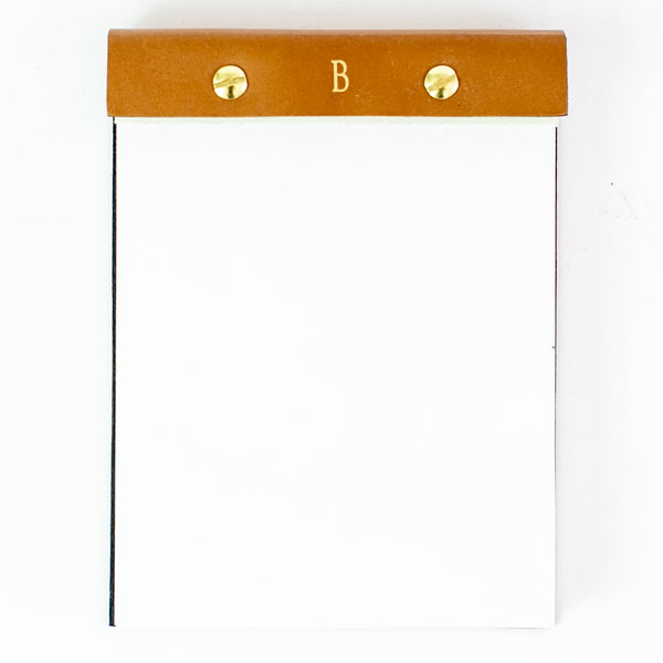 Desk Notepad with leather cover - tan