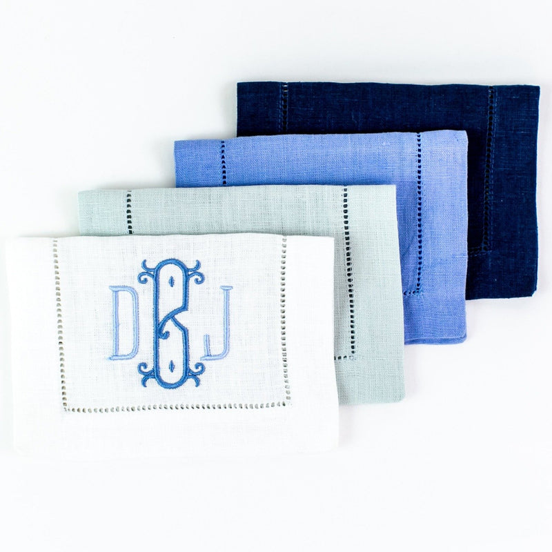 Monogrammed Festival Rectangular Linen Cocktail Napkins