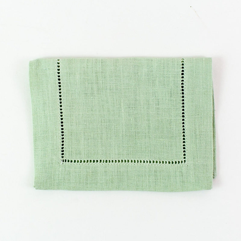 Monogrammed Festival Rectangular Linen Cocktail Napkins - Mint