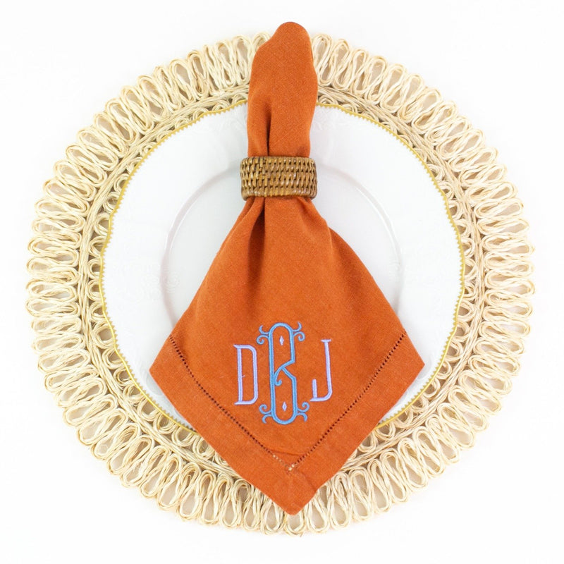 Monogrammed Festival Linen Dinner Napkins - Paprika