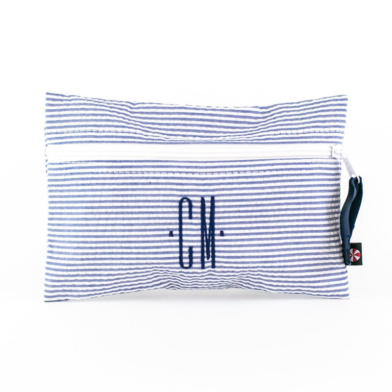  Monogrammed or Personalized Flat Zip Pouch - Navy